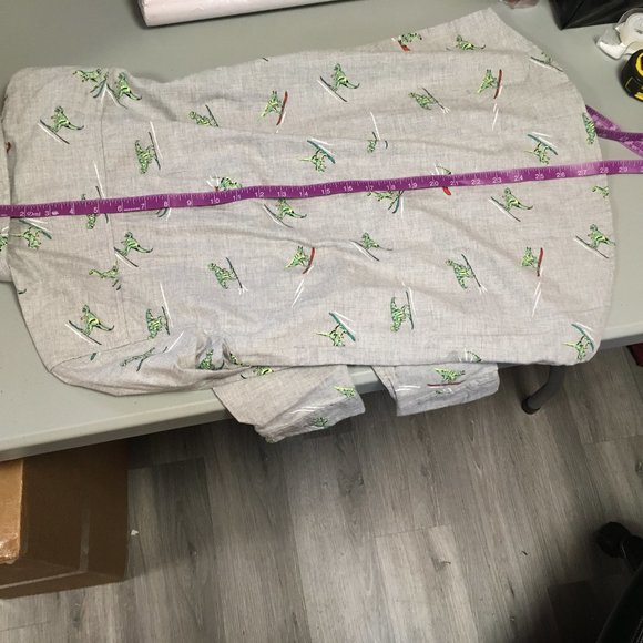 Boy’s Cat & Jack Gray Skiing Dinosaur Long Sleeve Button Down Shirt L (Husky) - Picture 5 of 7